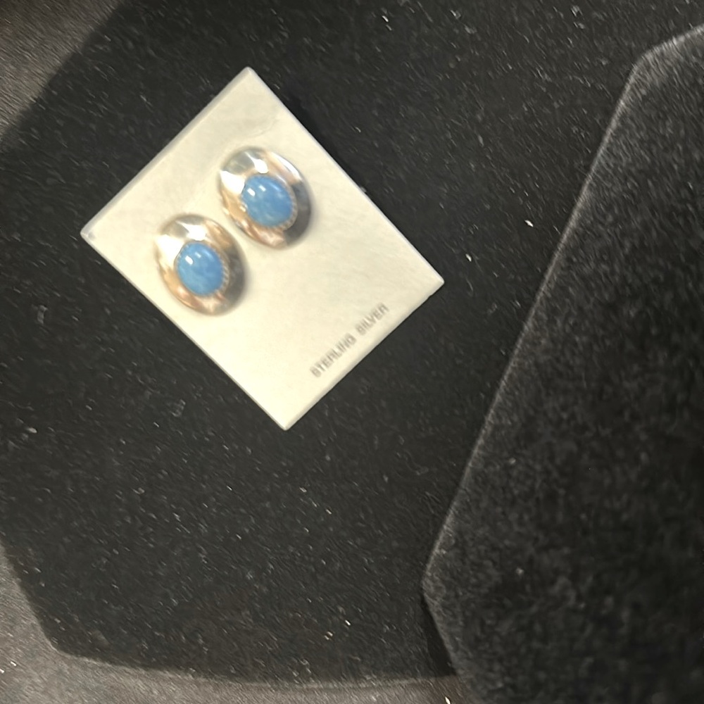 Sterling silver and denim lapis earrings